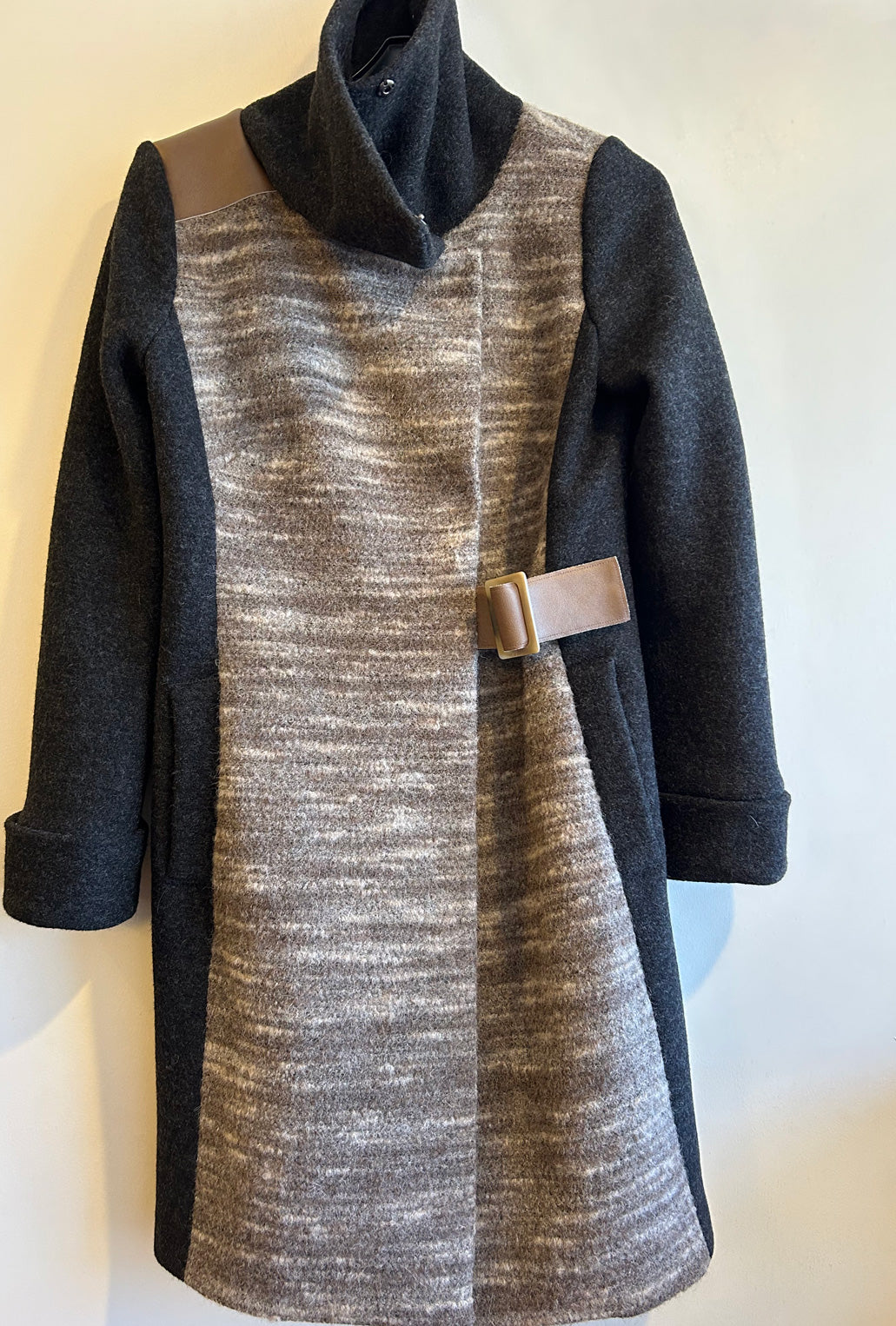 COWL NECK COAT · dark taupe haze