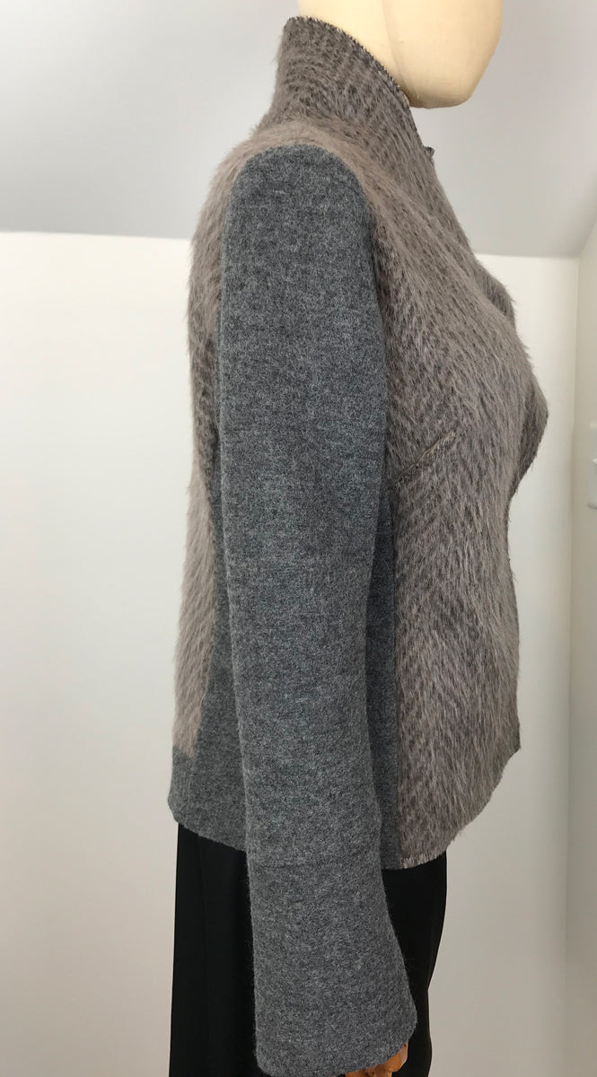 two tone alpaca and merino jacket