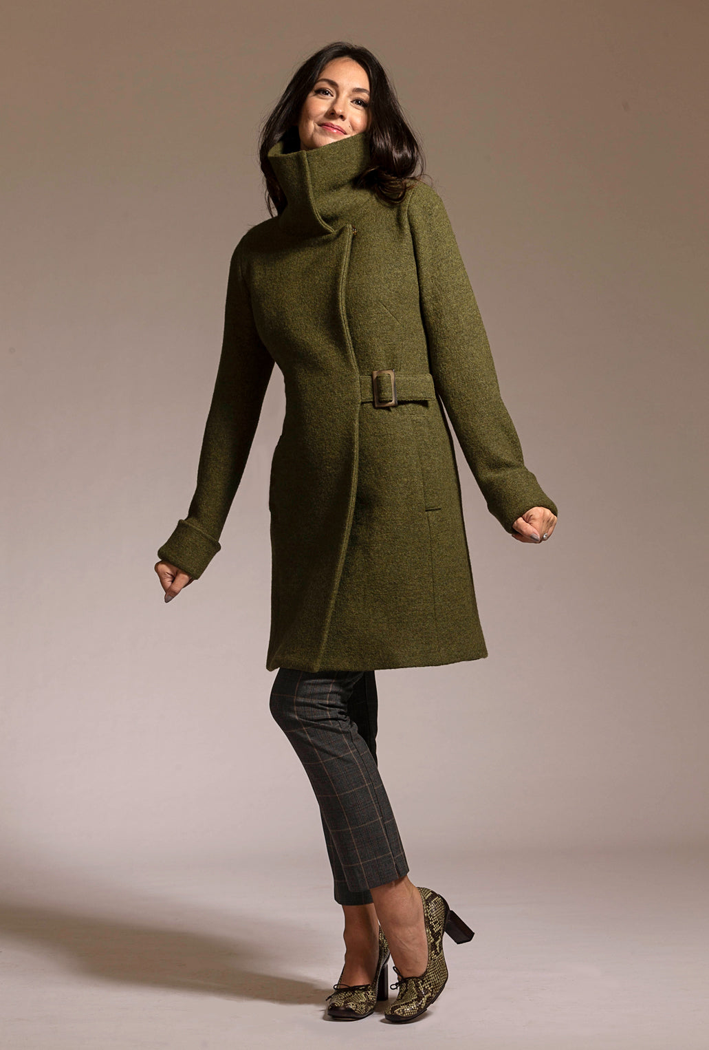 COWL NECK COAT · loden